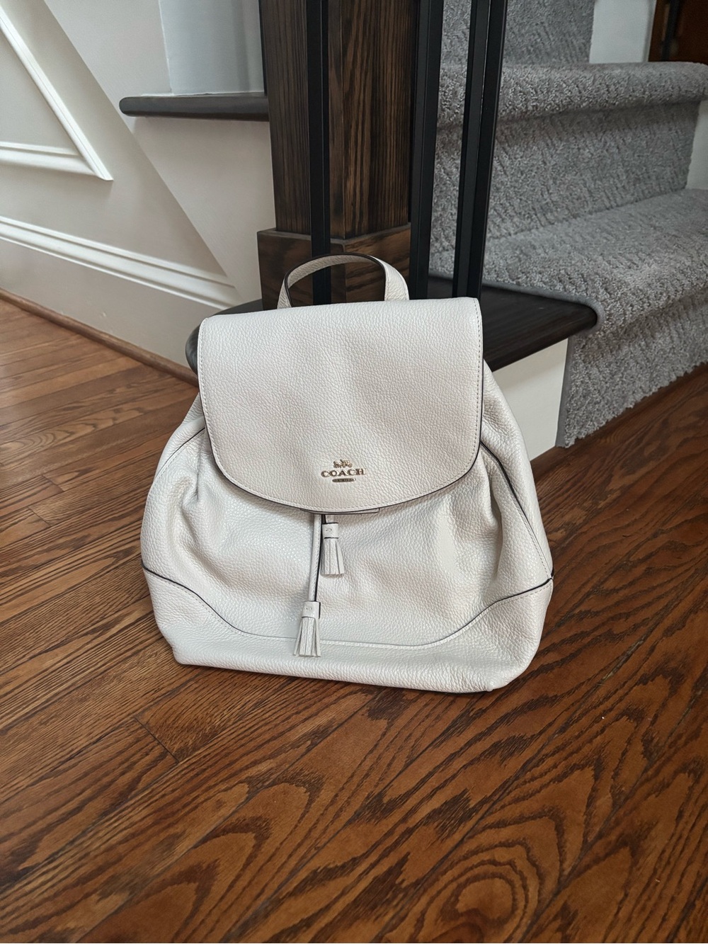 Coach Leather Backpack in Off-White